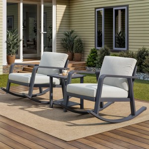 SUGOLD 3-Piece Patio Conversation Set with 2 Swivel Rocking Chairs and Side Table Outdoor Rattan Furniture - 1 of 4