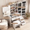 Makeup Vanity Desk with LED Lighted Sliding Mirror, Jewelry Cabinet & Charging Station - 3 of 4
