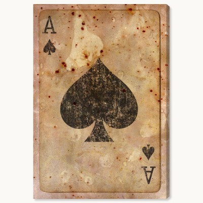 Wynwood Studio 16"x24" Ace of Spades Wall Art: Modern Mixed Media Canvas, Vertical Orientation, Unframed