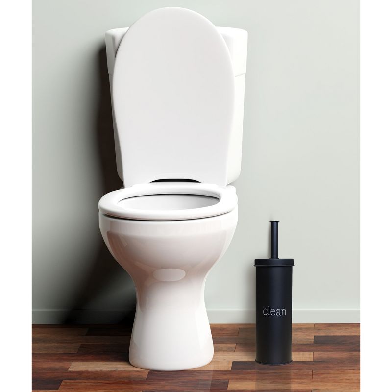 AuldHome Design Farmhouse Toilet Brush Holder; Retro Enamelware Toilet Brush and Holder Cleaning Set, 4 of 9
