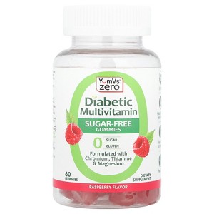 YumVs Diabetic Multivitamin Gummies | Sugar Free Diabetes Supplement Vitamins for Women & Men | Chromium, Thiamine and Magnesium | Natural Raspberry - 1 of 2