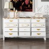 White & Gold 63” 12-Drawer Storage Sideboard Pine Wood Top Buffet Cabinet Storage Cabinet Dresser - 2 of 4