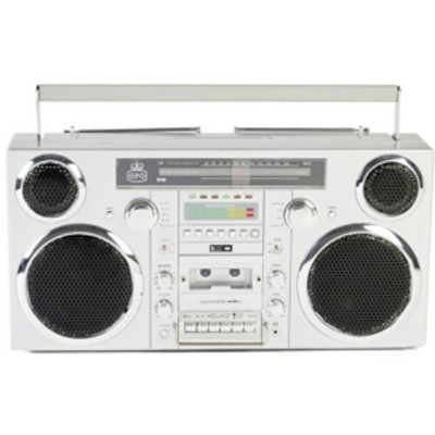 GPO Retro BRKLYN Brooklyn 80's Bluetooth Boombox Stereo - CD, Cass, FM, USB - Chrome