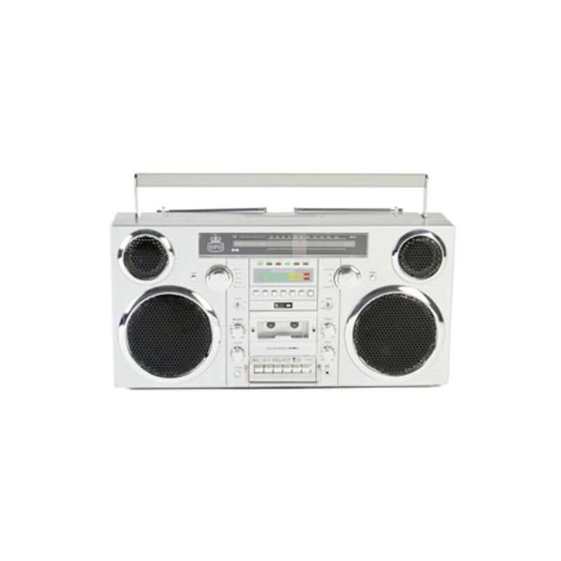 GPO Retro Brooklyn 80's Bluetooth Boombox Stereo - CD, Cass, FM, USB - Chrome (BRKLYN), 1 of 6