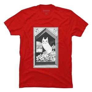 Men's Design By Humans Ghost cat the Keeper of the Crypt By runcatrun T-Shirt - 1 of 2