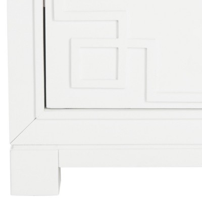 Transitional White 3-Drawer Nightstand with Greek Key Design
