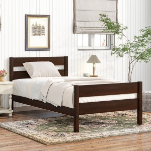 Sapphtopaz Modern Bed Frame with Headboard Platform Bed with Slats Support for Bedroom, No Box Spring Needed - 1 of 4