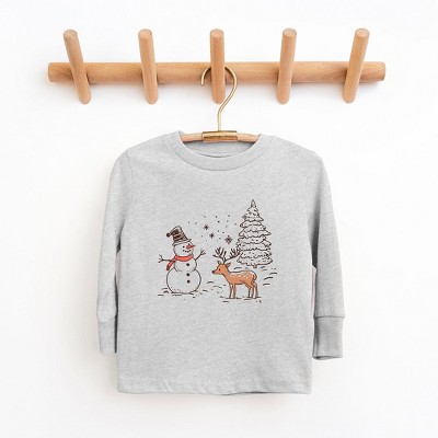 The Juniper Shop Deer Snowman Scene Youth Long Sleeve Tee