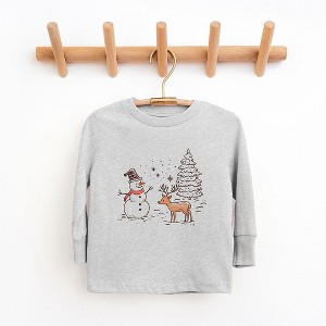 The Juniper Shop Deer Snowman Scene Youth Long Sleeve Tee - 1 of 3