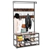 Entryway Coat Rack with 5 Storage Shelves, 3-In-1 Hall Tree with Storage Bench, 5 Remove Hooks, Sturdy Steel Frame - 3 of 4