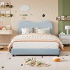 Coolmee Boucle Bed Frame with Upholstered Headboard, Soft Low Profile Sturdy Platform Bed with Rounded Corners Design, Heavy Duty, Wooden Slats - 3 of 4