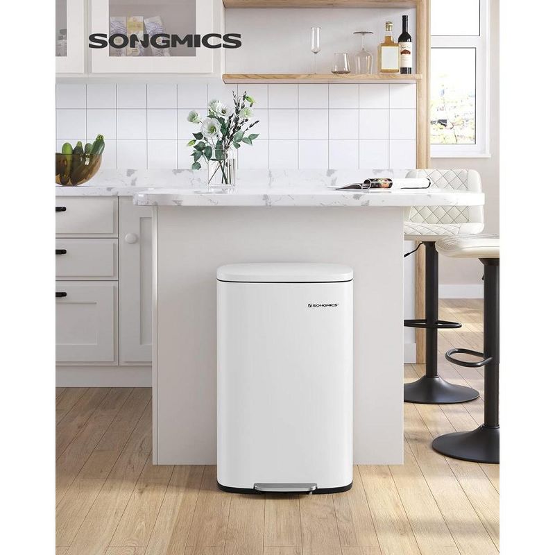 SONGMICS 13 Gallon Trash Can, Stainless Steel Kitchen Garbage Can, Recycling or Waste Bin, Soft Close, Step-On Pedal, Removable Inner Bucket, 3 of 9