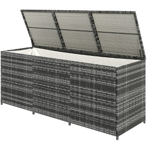 Aghana Digitals 175 Gallon PE Rattan Wicker Outdoor Storage Box with Pneumatic Lift, Inner Liner & - 1 of 4