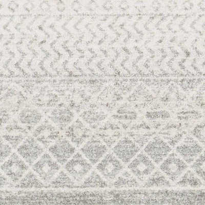 Light Gray and White Synthetic Rectangular Area Rug