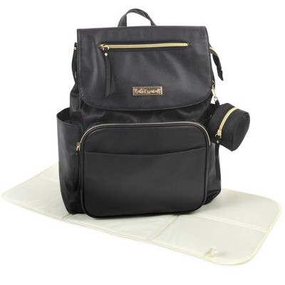 Baby Essentials Black Leather Diaper Bag