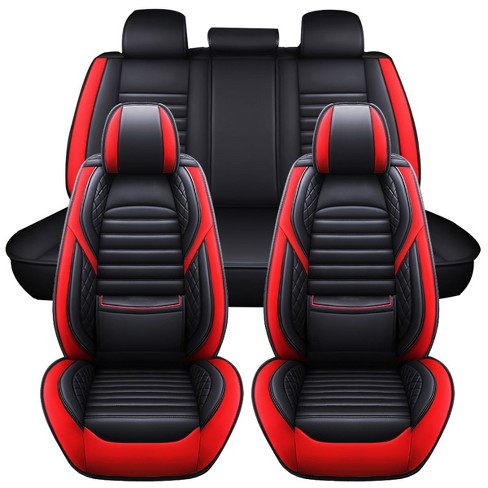 GOTGELIF PU Leather Car Seat Covers Set Universal Fit for 5 Seats Waterproof Non Slip