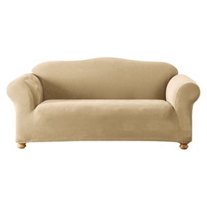 Cream Stretch Pique Slipcover Loveseat - Sure Fit, Ivory