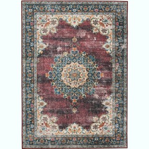 HomeStock Washable Bryant Ivory/Burgundy 2x3, Traditional, Machine Woven with Printed Designs - 1 of 4