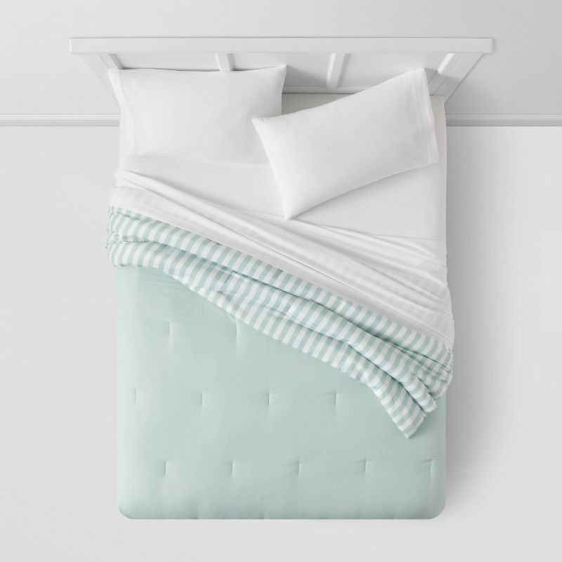 Microfiber Reversible Stripe Comforter Mint Green - Room Essentials™, 3 of 7