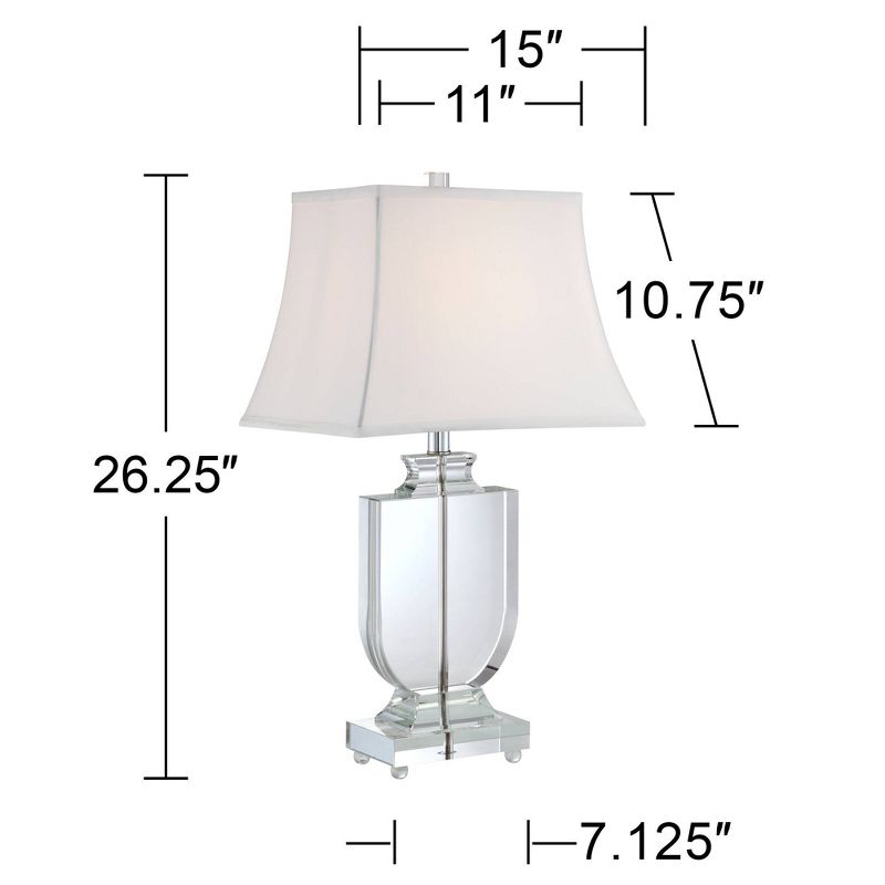 Vienna Full Spectrum Tilde Traditional Table Lamp 26 1/4" High Clear Crystal White Tapered Rectangular Shade for Bedroom Living Room Nightstand House, 4 of 9