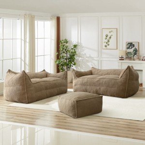 Teddy Lazy Sofa Bean Bag Couch, Comfy Lazy Sofa Chair with Ottoman for Adults, Single Seat or Love Seat for Living Room, Apartment – Cuddlewood - 1 of 4