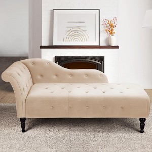 60.6 Inch Upholstered Chaise Lounge with Left Armrest - 1 of 4