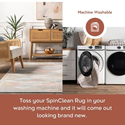 Gray Geometric Synthetic 4' x 6' Washable Area Rug