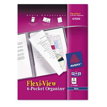 Avery Flexi-View Six-Pocket Polypropylene Organizer 150-Sheet Cap. Translucent/Navy 47696