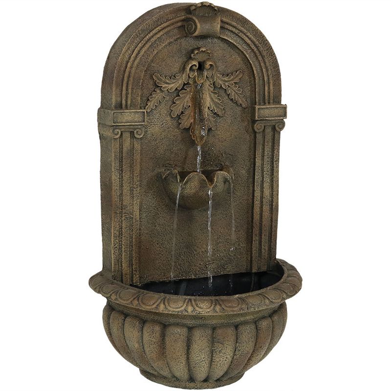 Sunnydaze 27"H Electric Polystone Florence Outdoor Wall-Mount Water Fountain, Florentine Stone Finish, 1 of 8