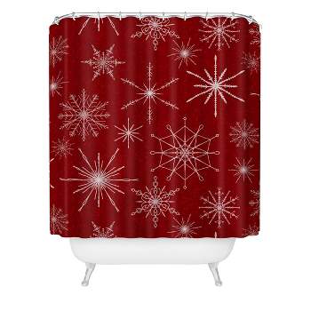 Jacqueline Maldonado Snowflakes Christmas Shower Curtain Red - Deny Designs