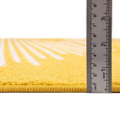 Kai Yellow Geometric Stain-Resistant Synthetic Rug