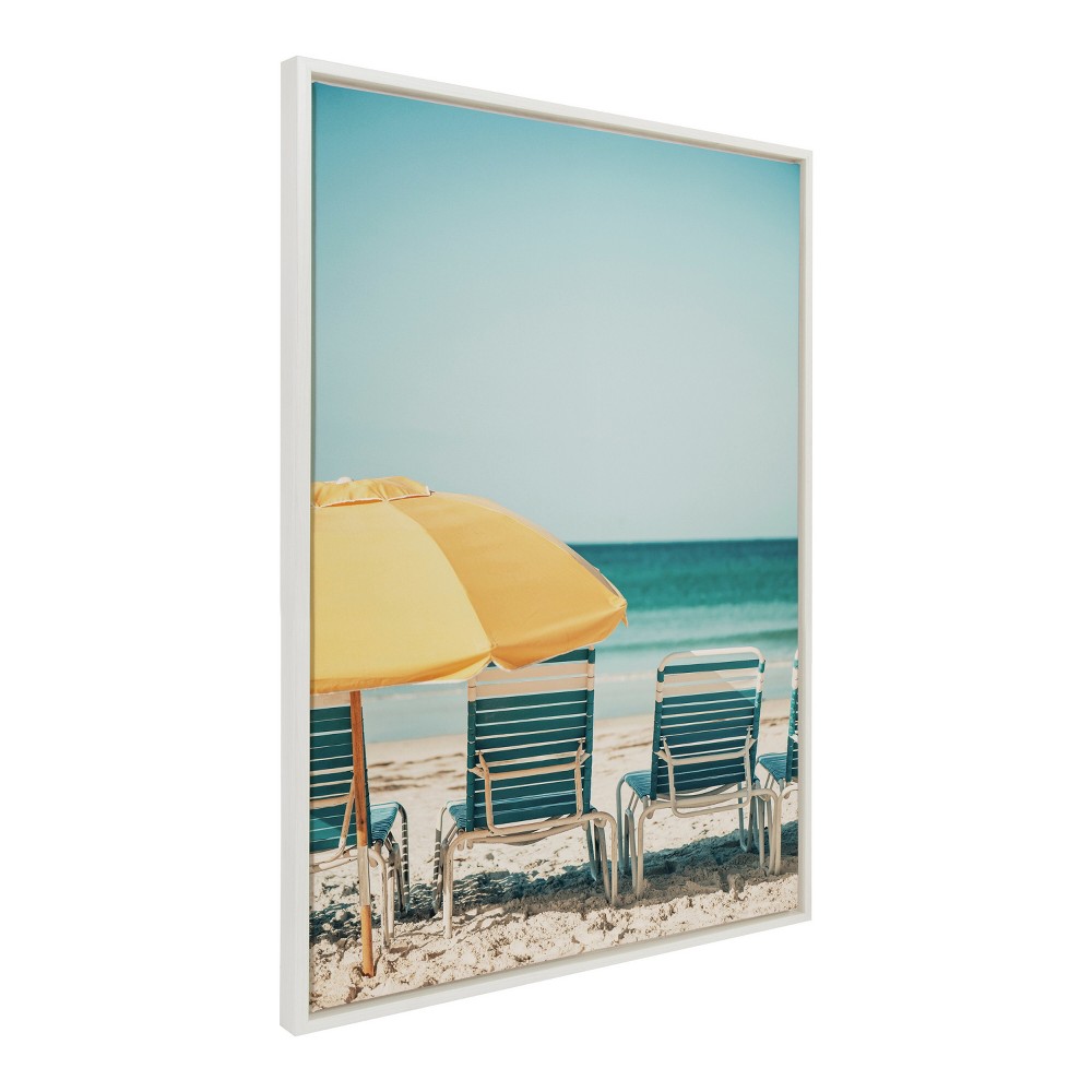 Photos - Other Decoration Kate & Laurel All Things Decor 28"x38" Sylvie Yellow Umbrella 2 Framed Wall Art: Coastal Charm, Nautical Decor