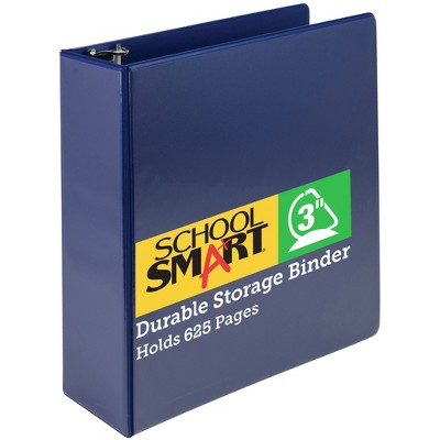 School Smart Durable Polypropylene D-Ring Binder, 3 Inches, Blue