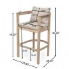 Set of 2 Outdoor Wooden Bar Stools with Armrests and Backrests, Light Natural Frame and Cushions, Patio Chairs for Balcony or Garden-The Pop Home - 3 of 4