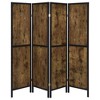 Vynxaria Antique Nutmeg and Black 4-Panel Folding Screen - 3 of 4
