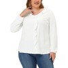 Agnes Orinda Women's Plus Size Elegant Long Sleeve Ruffle Trim V Neck Office Blouses - 2 of 4