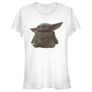 Juniors Womens Star Wars The Mandalorian The Child Portrait T-Shirt - 1 of 3