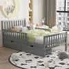 Twin Size Wood Platform Bed, Bed with Guardrails on Both Sides and 2 Storage Drawers, Modern Design Platform Bed with Pinewood Frame-Baofuwish - 2 of 4