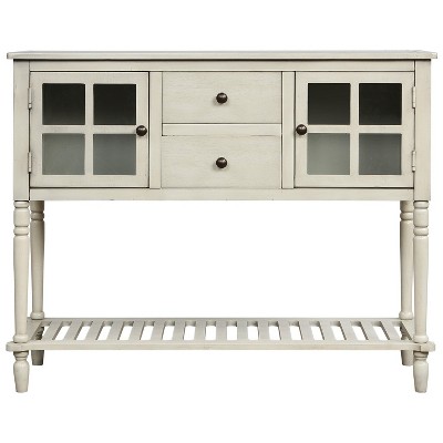 Hostack Farmhouse Console Table with Bottom Shelf and Storage for Living Room, Antique Grey