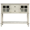 Hostack Farmhouse Console Table with Bottom Shelf and Storage for Living Room, Antique Grey - 2 of 4