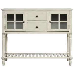 Hostack Farmhouse Console Table with Bottom Shelf and Storage for Living Room, Antique Grey - 1 of 4