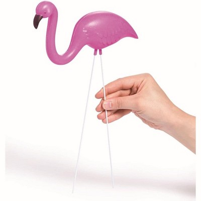Mini Pink Flamingo Yard Ornaments with Wire Legs, Set of 2