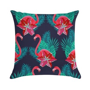 Flamingo Palm Leaves Pillow Covers 18x18 Decorative Throw Pillows Soft Square Cushion Covers for Couch Sofa Bedroom - 1 of 1
