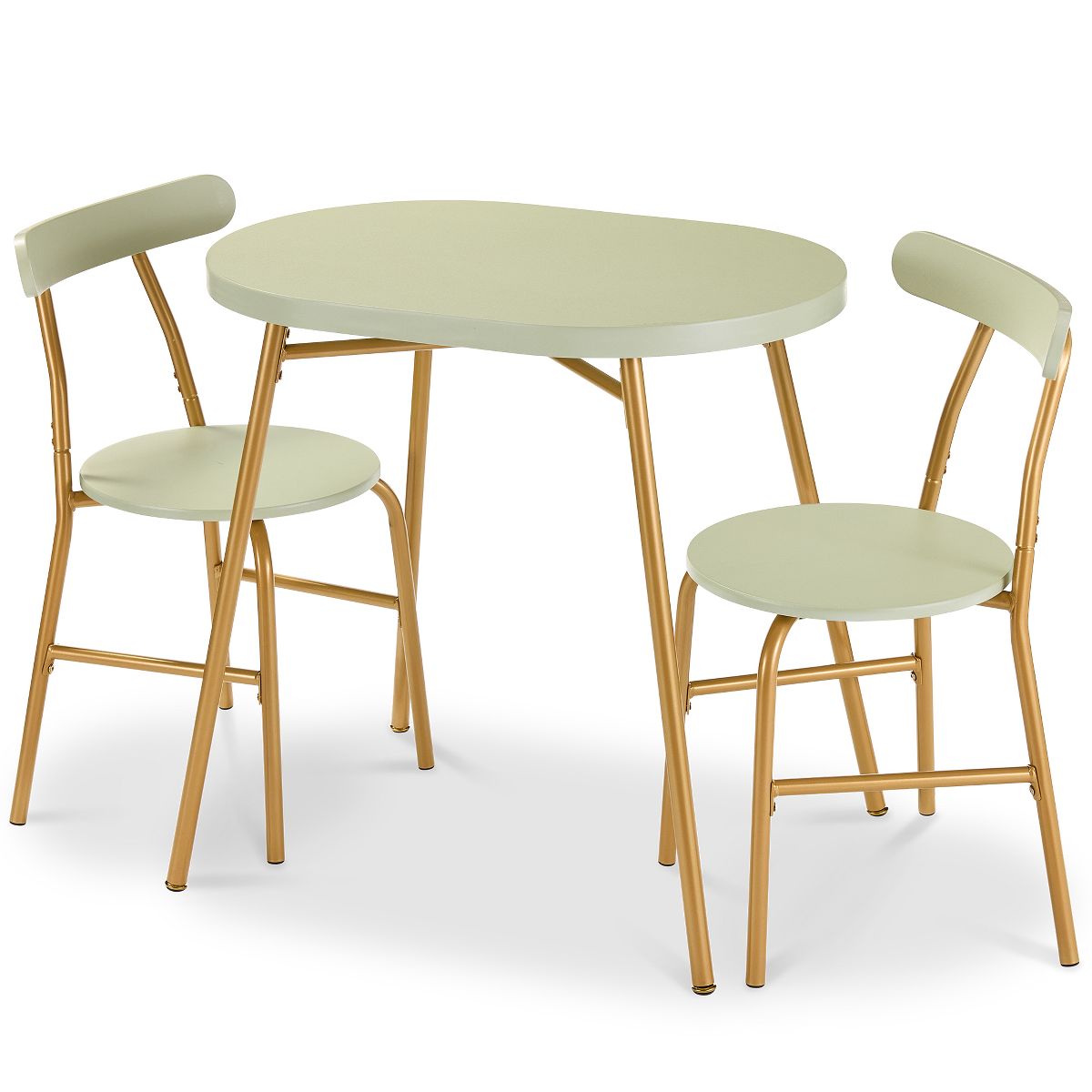 Best Choice Products 3-Piece Oval Dining Table Set, Modern Small Kitchen Dinette w/ 2 Chairs - Pink/Gold - thumbnail 8