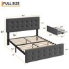 Linen Upholstered Platform Bed Frame with 4 Storage Drawers & Button Tufted Headboard – No Box Spring Needed, Diamond Stitched Design - 4 of 4