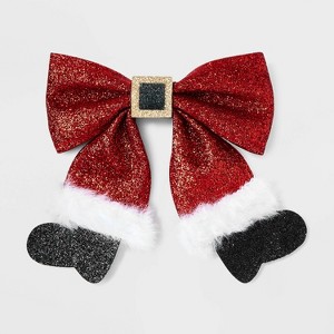 Velvet Santa Bow Hair Barrette - Red - 1 of 3
