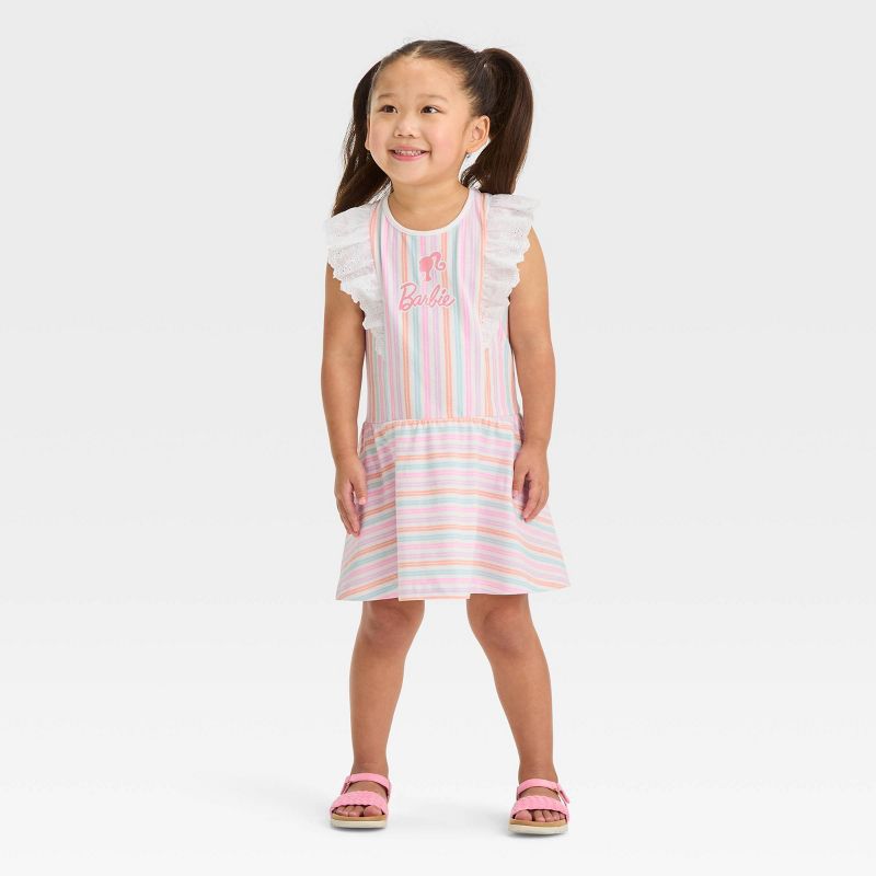 Toddler Girls' Barbie Cap Sleeve Dress - White, 3 of 6