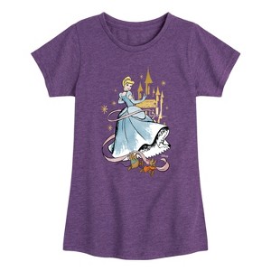 Girls' - Disney - Cinderella Collage Fitted Short Sleeve Graphic T-Shirt - 1 of 4