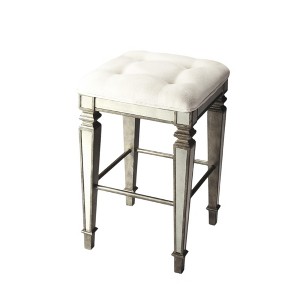 HomeRoots 30" White And Silver Backless Counter Height Bar Chair - 1 of 3