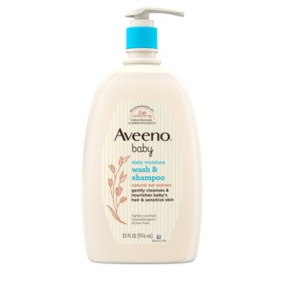 Aveeno Baby Gentle Wash & Shampoo with Natural Oat Extract For Sensitive Hair & Skin - Lightly Scented - 33 fl oz